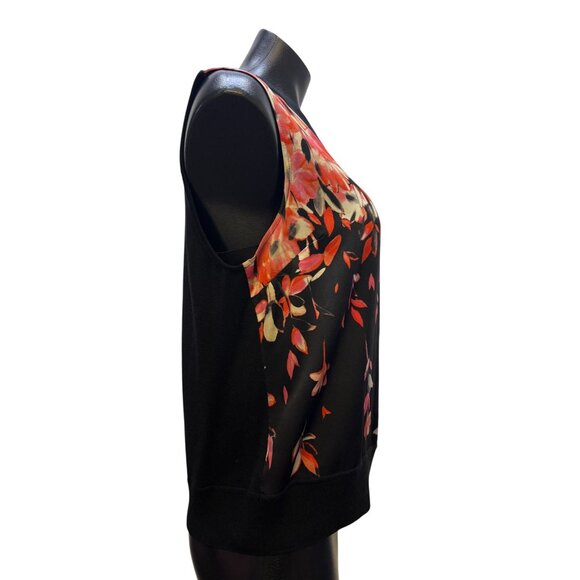 St. John Twin Sweater Set Black & Red Floral Print S/M 2p - Picture 7 of 10